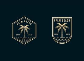 plantilla de diseño de logotipo vectorial con palmera - insignia y emblema abstractos de verano y vacaciones vector