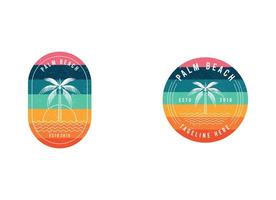 Vector logo design template with palm tree - abstract summer and vacation badge and emblem