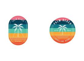 plantilla de diseño de logotipo vectorial con palmera - insignia y emblema abstractos de verano y vacaciones vector