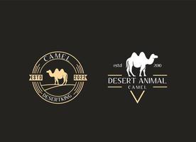 Camel and desert of arab logo design vector