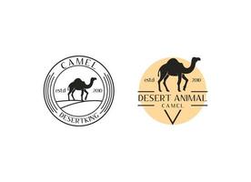 Camel and desert of arab logo design vector