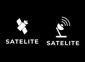 The satellite in the space vector flat design illustration. Good concept for business connected. Logo design.