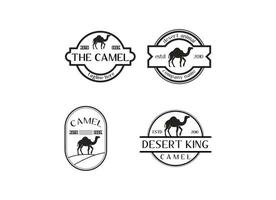 Camel and desert of arab logo design vector