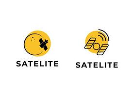 The satellite in the space vector flat design illustration. Good concept for business connected. Logo design.