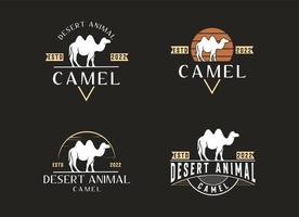 Camel and desert of arab logo design vector