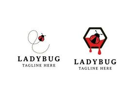 Simple ladybug logo design inspiration vector