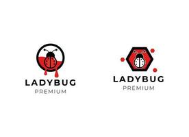 Simple ladybug logo design inspiration vector