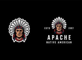 Native American Indian Chief head profile . Mascot sport team logo. vector