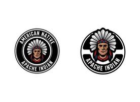 Native American Indian Chief head profile . Mascot sport team logo. vector