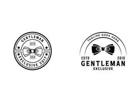 Bow Tie Bowtie Tuxedo Suit Gentleman Fashion Tailor Clothes Vintage Classic Logo design vector