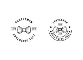 Bow Tie Bowtie Tuxedo Suit Gentleman Fashion Tailor Clothes Vintage Classic Logo design vector