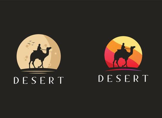 Camel and desert of arab logo design