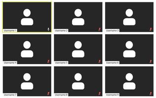 UI UX template for video conferencing and meetings application on desktop. Four users vector