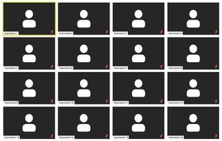 UI UX screen template. Video conference and meeting application. Twelve users vector