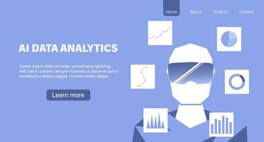 Artificial intelligence in data analysis, Data marketing technology, Business data report vector
