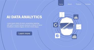 inteligencia artificial en análisis de datos, tecnología de marketing de datos, informe de datos comerciales vector