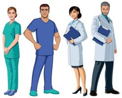 Health Care Workers on White vector