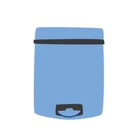 Bathroom or toilet trash can clipart. Simple blue cartoon trash bin with pedal flat style vector illustration, hand drawn doodle style. Toilet hygiene vector illustration isolated on white background