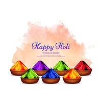 Elegant Happy Holi indian festival greeting card design vector