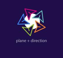 Unique circular paper airplane logo. Modern color transitions. Airplane cycle logo template. vector. vector