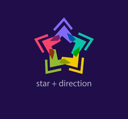 Unique star directions logo. Modern color transitions. Star cycle logo template. vector.
