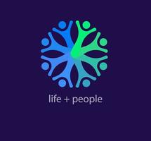 Life logo from unique circular people. Modern color transitions. Health and community cycle logo template. vector. vector