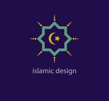 Unique islamic moon and star style logo design template. Abstract arabic symbol. Geometric unique shapes. Modern color transitions. Religion and Culture design logo template. vector. vector