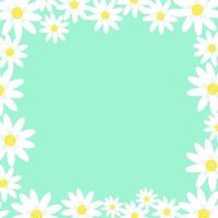 Background with daisies frame. Cute cartoon template. vector