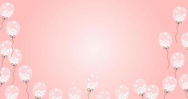 Pastel pink background with balloons full of daisies. Template for advertising, web, party, holiday, birthday, promotion, card, poster, invitation and space for your text vector