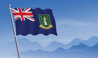 British Virgin Islands flag with background of mountains and skynd blue sky vector