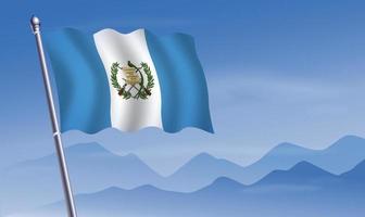 Guatemala corrí bandera con antecedentes de montañas y cielo vector