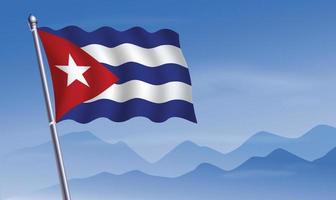 Cuba Dominica flag with background of mountains and sky vector