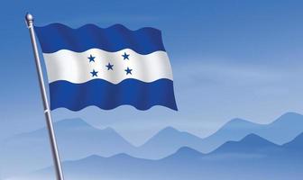 Honduras bandera con antecedentes de montañas y cielo vector