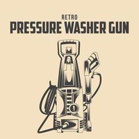 Retro Pressure Washers Gun Vector Illustration, Vintage Car Wash Vector