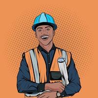 Pop Art Comic Builder constructor worker man vector stock illustration