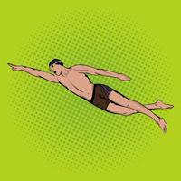 Pop Art Comic Swimmer Vector Stock Illustration