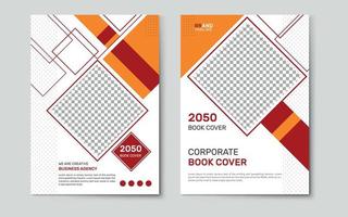 Corporate book front and back cover design template in A4 vector