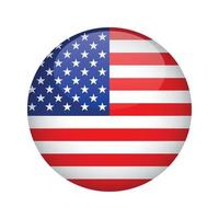 Flag of USA button. Design element for websites, applications. Vector illustration isolated on white background