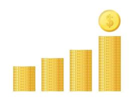 A stack of gold coins. Accumulation. The concept of success in business. Graph of increasing income. Vector illustration isolated on transparent background