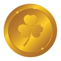 Gold coin with shamrock. St. Patrick's Day symbol. Vector illustration on transparent backgroundGold coin with shamrock. St. Patrick's Day symbol. Vector illustration on transparent background