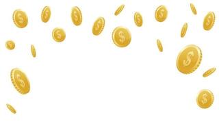 Gold coins fall from the sky. Explosion of coins on isolated transparent background. Easy Money. Vector illustration