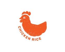 Grunge Style Side View Chicken Logo vector