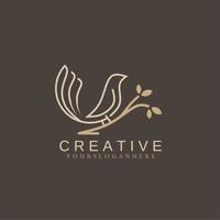 Bird logo template in line art style. Creative abstract bird logo. vector