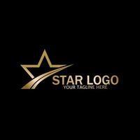 Gold Star Logo Vector on Black Background. Perfect For Your Business Logo Or Big Event Logo.