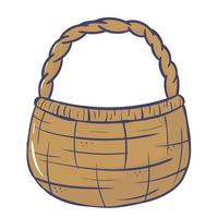 Doodle cartoon wicker empty basket vector