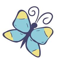 Doodle cartoon simple butterfly top view vector