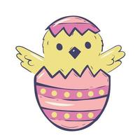 Doodle cartoon chick hatched from easter egg vector