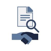 isolate blue and white shake hands with contract icon symbol elements vector