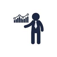 isolate man avatar icon man with stock chart icon vector