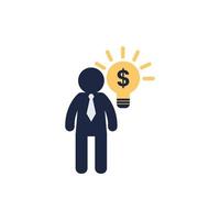 isolate man with light bulb idea icon symbol man avatar icon vector